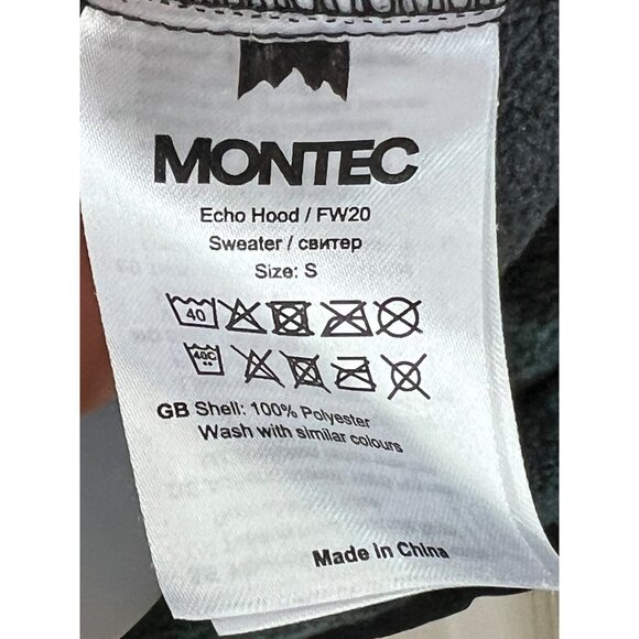 Montec Echo Hood FW20 Womens Fleece Pullover Hoodie Tie-Dye Green & Black S 100% - Picture 5 of 9
